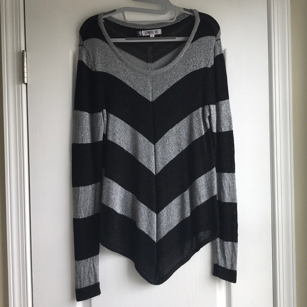 Jennifer Lopez Black and Silver Sweater